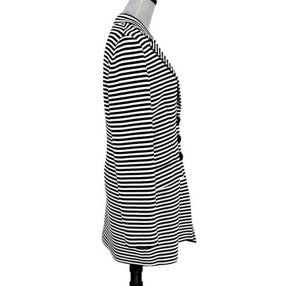Exclusively Misook Sweater Jacket Womens Medium Black White Stretch Knit Vintage - Picture 5 of 14
